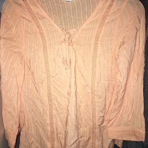 3/4 sleeve tie front shirt